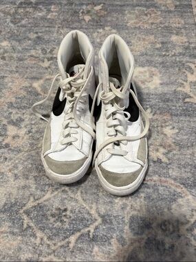 Nike Youth White and Black High-Top Sneakers